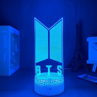Bangtan Boys Groups luz de noche KPOP Star TOP Group A.R.M.Y colores cambiantes táctil remoto mesita de noche lámpara de regalo fresco para Fans de BTS (1)