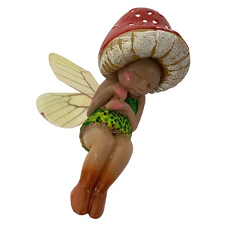 [bramleso1] Mushroom Fairy Pixie Fly Wing Miniature Fairy Figures Miniature Fairy Garden Accessories Ornament Garden Decoration