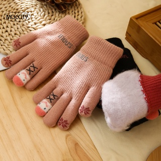 [moccity] guantes antideslizantes mujeres de dibujos animados impresión lindo guantes de punto mantener caliente para salir