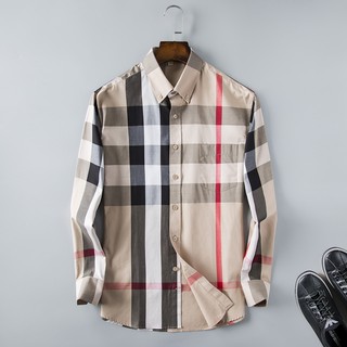 Burberry - camisa de algodón de manga larga para hombre (S-XXXL G20)
