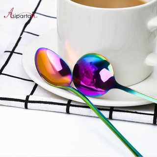 Asipartan cuchara de café arco iris cuchara de té café tiempo arco iris redondo (3)