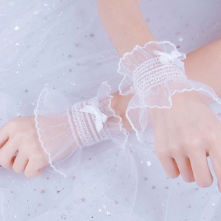RALPH Korean Lace Hand Sleeves Sweet Bow Hand Wrist Cuffs Transparent Fashion Maid Girl Thin Cosplay Lolita/Multicolor (4)