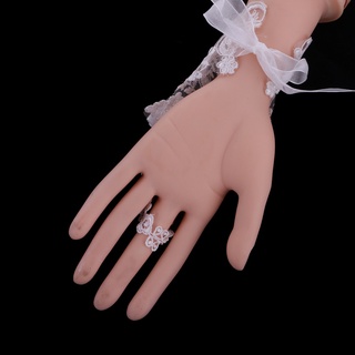 [[2]] guantes cortos de encaje blanco sin dedos huecos para novia/boda/boda/sin dedos