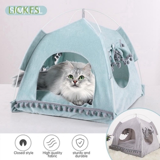 LICKES suave tienda de mascotas plegable gatito casa gato casa de dormir con cojín S-XL verano antideslizante interior cama de mascotas