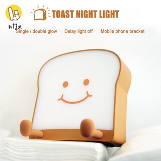 Wijx verano C luz de noche titular del teléfono de dibujos animados pan tostado en forma de USB recargable luz regulable lámpara grifo a Control para mesita de noche