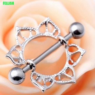 [Fellish] 1/2 piezas de acero Foxy Floral flores cuerpo Piercing pezón escudo anillos barra 436M (1)