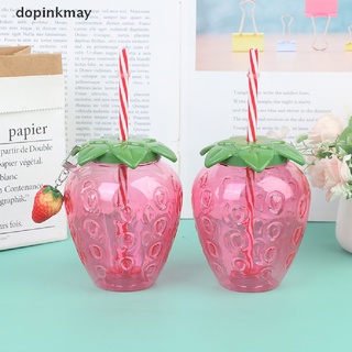 dopinkmay verano de dibujos animados fresa taza de paja taza de plástico encantadora chica portátil taza de agua mx