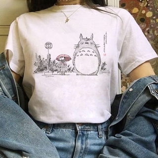 Totoro Estudio Ghibli Harajuku Kawaii Camiseta De Las Mujeres Ullzang Miyazaki Hayao Divertida De Dibujos Animados Lindo Anime Top Tee Mujer