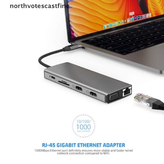 Northvotescastfine USB-C Hub 12 En 1 Pantalla Portátil Estación De Acoplamiento 3.0 Adaptador Convertidores NVCF
