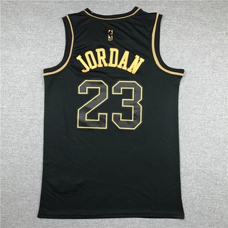 NBA Jersey Chicago Bulls No.23 Jordan Jordan Jersey deportes Jersey negro-golden (2)