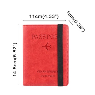 EMM01 Función múltiple Bolsa de pasaporte Cuero Juegos de viaje Titular del pasaporte Portátil Paquete de archivo Titular de tarjeta de crédito Delgadez Cartera RFID/Multicolor (3)