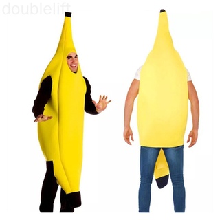 Mujeres hombres Halloween fiesta disfraz de plátano forma de Color sólido mono sin mangas doublelift store