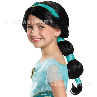 Disney Princesa Jazmín Cosplay Peluca Larga Cola De Caballo Disfraces De Halloween Decoración De Fiesta Necesidades Elegante Todo-Partido popular (1)