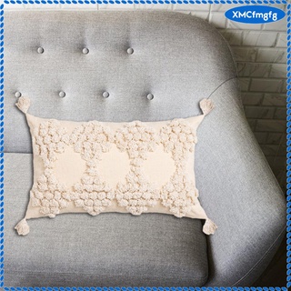 [listo stock] fundas de almohada boho con borlas, fundas decorativas de almohada tejida bohemio tejidas para sofá sofá