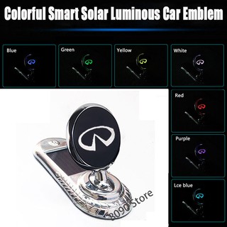 Modificado logotipo del coche campana frontal capó pegatina emblema insignia Auto 7 colores carga Solar luminosa luz LED para Infiniti QX50 QX60 QX70 QX80 (1)