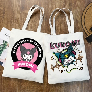 Harajuku Kuromi Kpop Kawaii Anime bolsos bolsos de hombro Casual compras niñas bolso de las mujeres elegante bolsa de lona