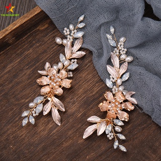 Un par de flores novia peine de pelo de Metal joyería tocados perla peines laterales nupcial decorativo accesorios para el cabello
