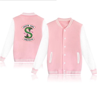 Riverdale South Side Serpents Baseball Uniform Jacket Coat Men Harajuku Pink Hoodie Streewears
