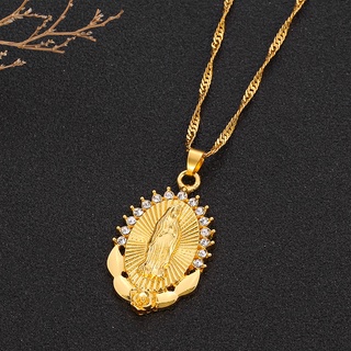 Collar de cristal con colgante de amuleto de la guardia de la Virgen maría joyería femenina Virgen de guadalupe (4)