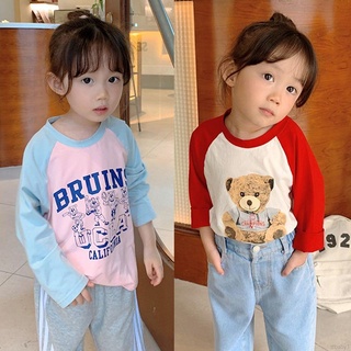 tfbaby niños de manga larga t-shirt estilo coreano lindo de dibujos animados raglán fondo camisa top 0-8y