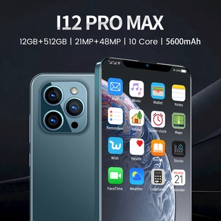 Smartphone 7.2 Polegadas U-Screen I12 Pro Max 8gb De Ram 128gb Rom 5800mah Bateria Gps Dual Sim Card Face Wake 5g Smart Phone
