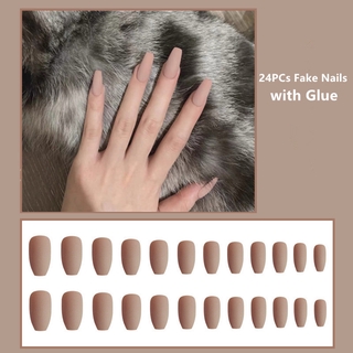 We Flower [con pegamento] 24 piezas de piel desnuda Color mate uñas falsas para mujeres DIY herramienta de manicura