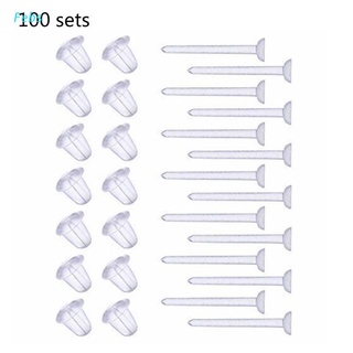 Febs set 100 aretes Simples hipoalergénicos De Plástico transparentes De oreja aguja y Resina aretes para oreja accesorios Diy (1)