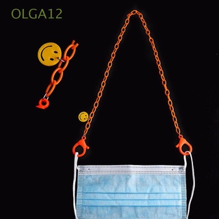 OLGA12 Cute Lovely Glasses Rope Students protection Rope protection Lanyard Anti-lost Plastic Strap Smiley Face Candy Color Fashion Acrylic Glasses Chain/Multicolor