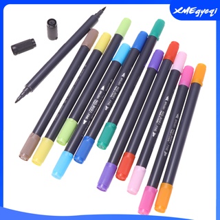 [xmegyeqi] 12 colores de doble punta 0,8 mm punta fina punta fabricantes de bocetos escritura dibujo marcadores fineliner pluma para colorear libros manga