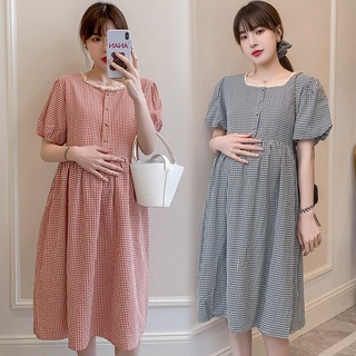 42G644 ropa de maternidad verano de algodón mangas cortas suelta elegante vestido de rayas mujeres embarazadas vestido de mamá (1)