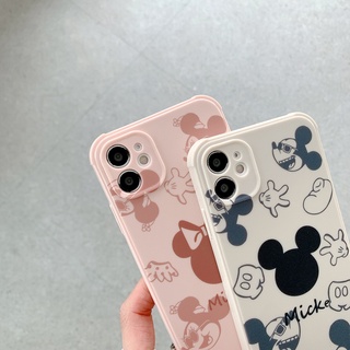 Mickey Minnie Case iPhone 12 Pro Max 11 XR X XS 7 8 Plus Casing Cute Cartoon Disney Lovely Couple Shockproof Corner Protection Lens Protector Anti-Scratch Bumper Square Soft TPU Phone Cover SE 2020 12Mini 8Plus 7Plus (8)