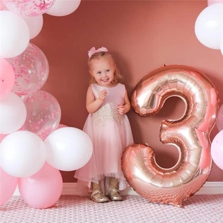 16 pulgadas oro rosa número 0-9 globos de papel de aluminio globos decoración de fiesta