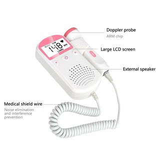 [versión en español] Gel gratis: Banglijian Fetal Heart Doppler Monitor mujeres embarazadas Home Medical Fetal Rate Detector Dengar Jantung Janin (2)