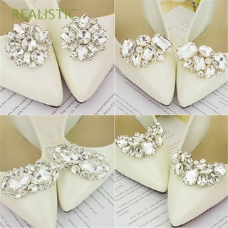 REALISTIC 2PCS Mujeres Zapatos de boda Accesorios para calzado EsES carpeta decorativa brillante Pinza de zapato Novia Perla Broche Taladro Encantos.