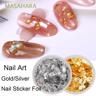 MASAHARA 1Box Nail Foil Nail Art Decorations Glitter Flakes Nail Sticker Gold Silver DIY Sequins Manicure Magic Effect Aluminum Foil Paper/Multicolor