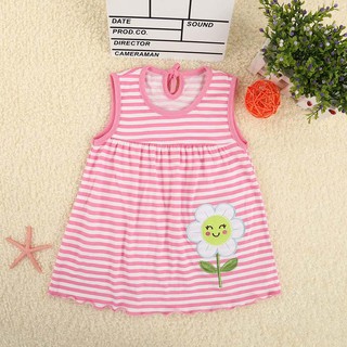 SS bebé recién nacido impresión vestido bordado niñas verano sin mangas Mini vestidos (1)