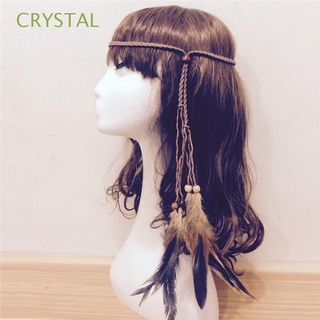 crystal new indian feather diadema boho tocado tocado cuerda para el cabello accesorios para el cabello 1 pc tribal hippie diadema/multicolor