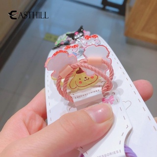 EASTHILL 10Pc/Set Kuromi Sanrio Plush My Melody Cinnamoroll Kawaii Cartoon Cute Hairpin Rubber Band Anime Plush Toy For Girl Birthday Gift (7)