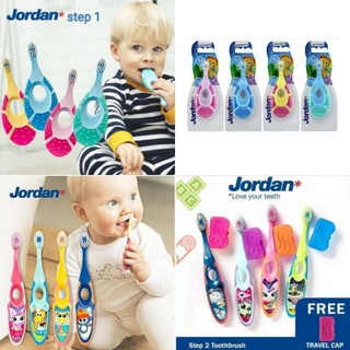 Jordan cepillo de dientes niños paso 1 (0-2y) y paso 2 (3-5y)