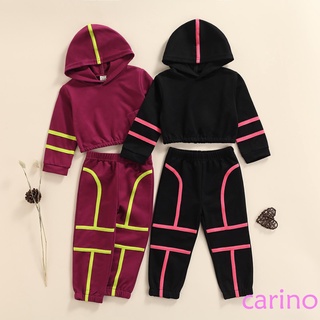 rl conjunto de ropa casual de dos piezas para niñas, abigarrado color con capucha y jersey