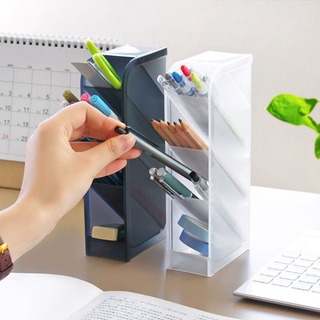 Hik plástico organizador de escritorio de escritorio de la pluma titular de lápiz de maquillaje caja de almacenamiento de papelería (7)