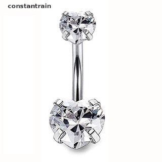 [Cons] Surgical Steel Heart Zircon Navel Belly Button Ring Bar Body Piercing Jewelry MX131-3