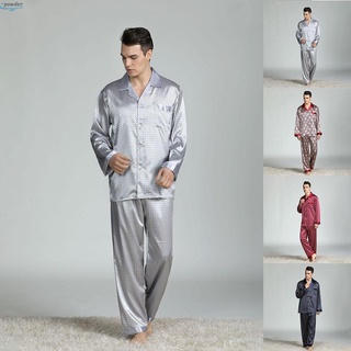 2 piezas de pijamas suaves para hombre, pantalones de seda, ropa de dormir