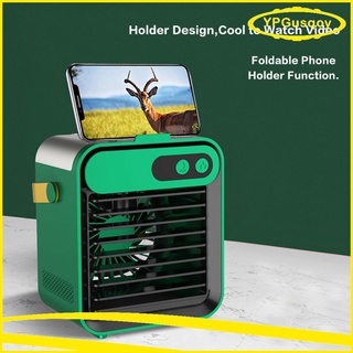 ventilador portátil de aire acondicionado personal, mini ventilador de escritorio evaporativo con mango, 3 vientos de velocidad, super