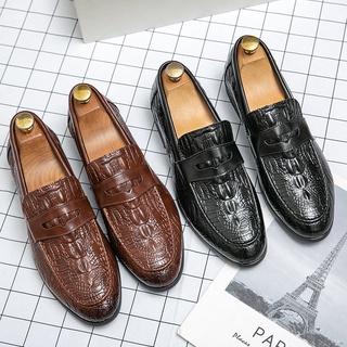 Los hombres más el tamaño de los zapatos de cuero de cocodrilo patrón en relieve zapatos de cuero Formal zapatos de cuero