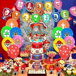 Paw Patrol Theme Party Decoration Set Kids Baby Birthday Party Needs Banner Cake Topper Balloon Party Supplies Children Gifts (2)
