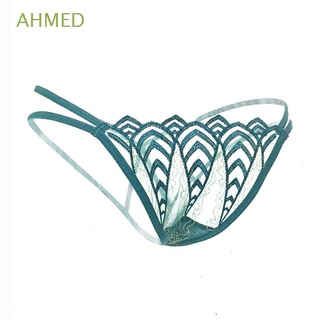 AHMED Sexy Tanga femenina Transparente Calzoncillos en forma de t Tanga de encaje Perla Bordado Ropa de moda Flor Mujer Ropa interior Resumen