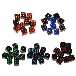 Spmh 10 piezas de 15 mm Multicolor cubo acrílico dado cuentas seis lados portátil juegos de mesa juguete