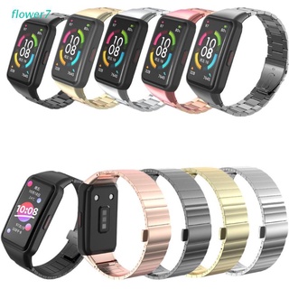 flower7 Stainless Steel Bracelet Smart Watch Strap For -Huawei Honor Band 6 Smart Watch Double Snap Buckle Solid Stainless Steel Strap