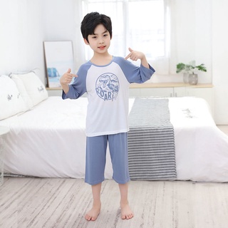 Modal Boys' Pajamas Children's Summer Air Conditioning Room Clothes Boys' Homewear Suit Children Teens Babies Summer Thin